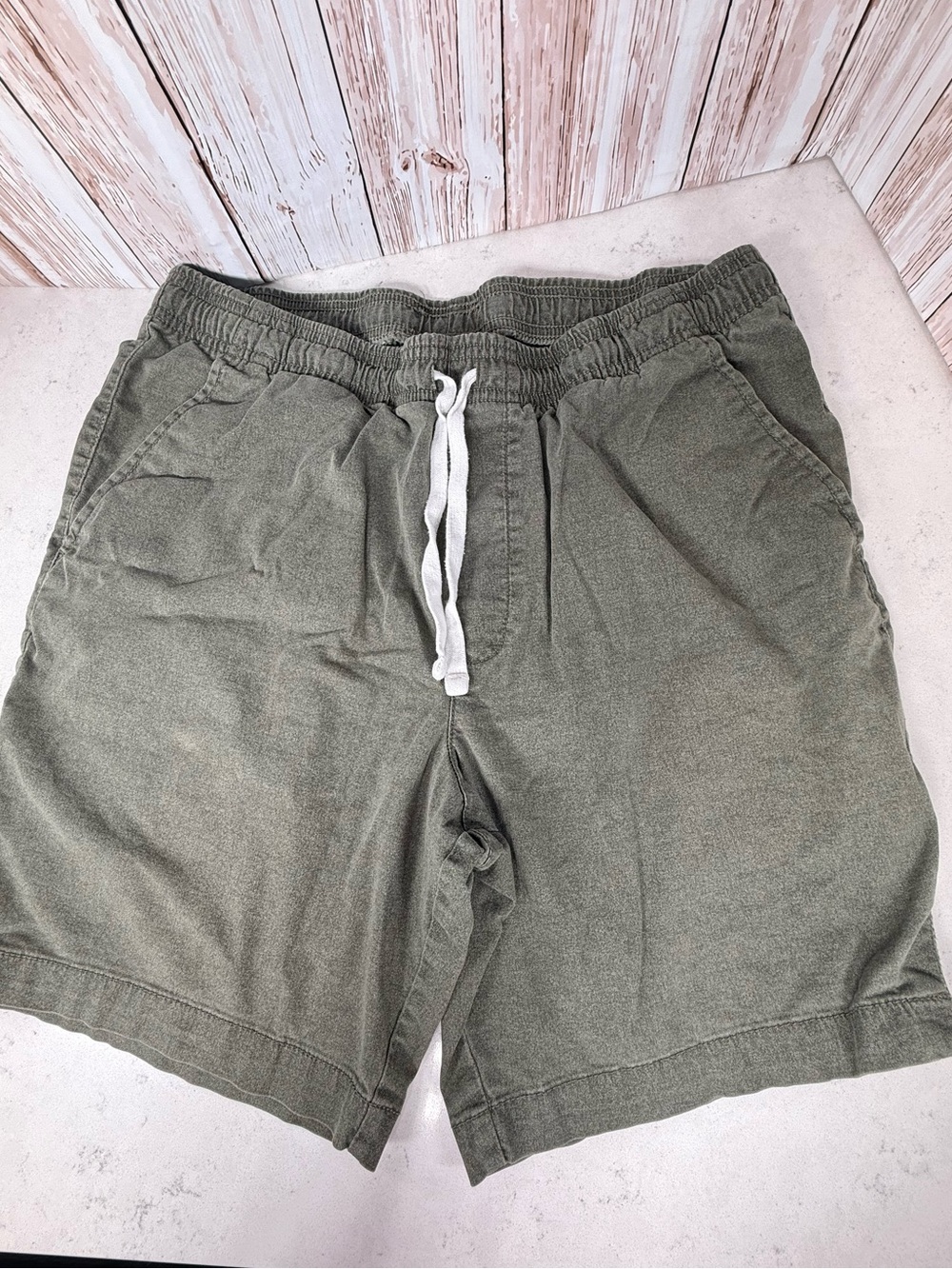 Goodfellow Olive Athletic Drawstring Shorts with White Cord